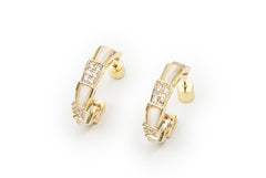 Golden Zircon White Block Hoops