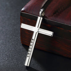 Latin Cross Zircon Titanium Steel Pendant for Men