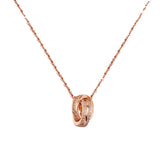 Zircon Double Ring Buckle Silver Necklace for Women