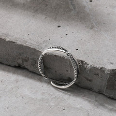 Geometric Interweaving Hollow Design Opening Sterling Silver Ring