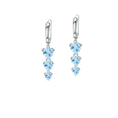 European Retro Colourful Gemstone Beading Silver Drop Earrings for Women