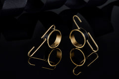 Metal Circle Black Enamel Hook Earrings