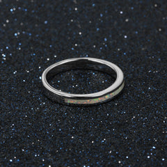 Simple Opal Polished Sterling Silver Ring