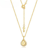 Circular Lock Pendant Zircon Sterling Silver Necklace
