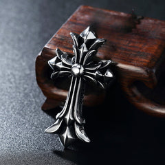 Punk Cross Flower Titanium Steel Pendant for Men