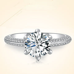 Adjustable Opening Cathedral Six Prongs 1.0 Carat Moissanite Engagement Ring