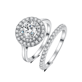 Double Soleste Halo Round Cut Moissanite Half Eternity Ring Pack