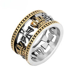 Crown and Cross Hollow Out Titanium Steel Ring for Men