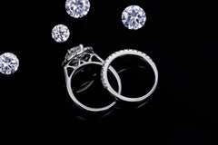 Double Soleste Halo Round Cut Moissanite Half Eternity Ring Pack