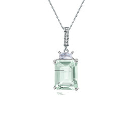 Luxury Style Inlaid Natural Colourful Gemstone Rectangle Pendant Sterling Silver Necklace for Women
