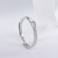 Triangle with Zircon Silver Couple Ring