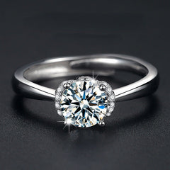 Flower Halo 1.0 Carat Round Cut Moissanite Engagement Ring