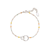 Double Hollow Circle Rainbow Sterling Silver Bracelet