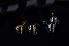 Metal Circle Black Enamel Hook Earrings