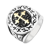 Saint Latin Cross Oval Titanium Steel Ring for Men