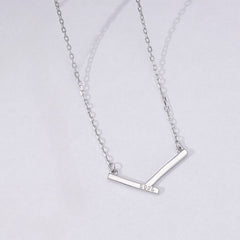 Geometric V Shaped Pendant Silver Necklace