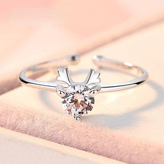Colourful Zircon Elk Silver Ring for Women