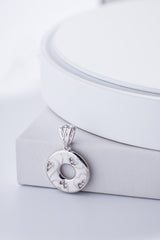 Cream Donut Enamel Silver Pendant