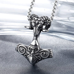 Viking Sheep's Head Totem Titanium Steel Necklace for Men