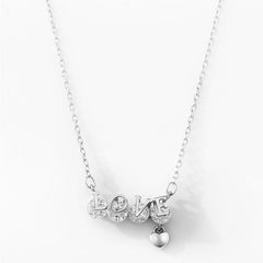 Valentine's Day Gift LOVE Letter with Zircon Silver Necklace for Women