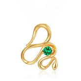 Green Zircon Curved Snake Sterling Silver Pendant