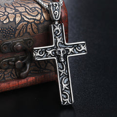 Halloween Vampire Skull Cross Titanium Steel Necklace for Men