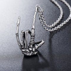 Halloween Ghost Claw Punk Gesture Titanium Steel Necklace for Men