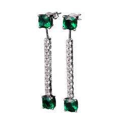 6.6Carat Square Lab Created Emerald Drop Earrings