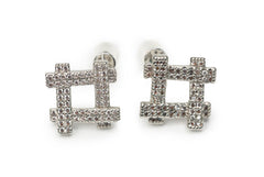 Silver Zircon Block Studs