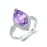 European Fashion Style Inlaid Natural Gemstone Marquise Silver Ring for Women