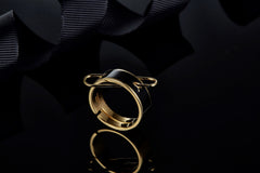 Metal Circle Black Enamel Ring