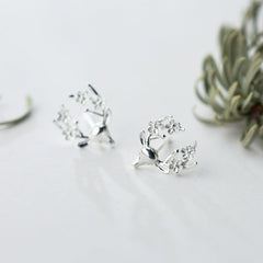 Sika Deer Antler Silver Studs Earrings for Women