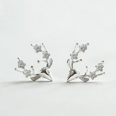 Sika Deer Antler Silver Studs Earrings for Women