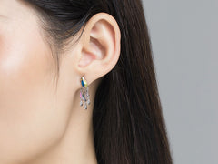 Colourful Enamel Hummingbird Drop Earrings