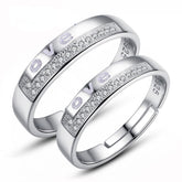LOVE with Zircon Silver Couple Ring for Women