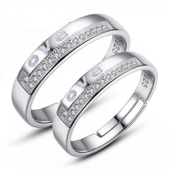 LOVE with Zircon Silver Couple Ring for Women