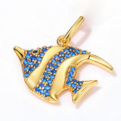 Ocean Series Blue Spinel Clown Fish Sterling Silver Pendant