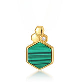Hexagonal Green Malachite Honeycomb Sterling Silver Pendant