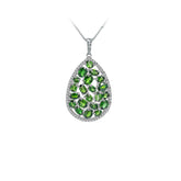 European Fashion Design Inlaid Natural Colourful Gemstones Pendant Silver Necklace for Women