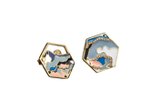 Colourful Enamel Hexagon Stud Earrings