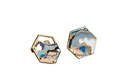 Colourful Enamel Hexagon Stud Earrings