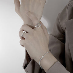 Stylish Splicing Flat Chain Design Sterling Silver Bracelet