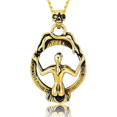 Halloween Shadow Mirror Skeleton Titanium Steel Necklace for Men