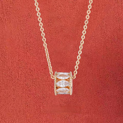 Single Row Marquise Zircon Ring Pendant Silver Necklace for Women