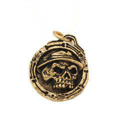 Halloween Gentleman Skull Round Disk Titanium Steel Pendant for Men