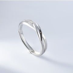 Irregular Lines with Zircon Silver Couple Ring for Women