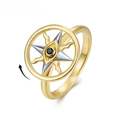 Circular Devil's Eye Rotatable Silver Ring
