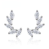 Marquise Shape Zircon Leaves Studs Earrings for Women