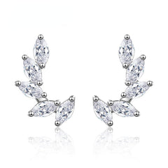 Marquise Shape Zircon Leaves Studs Earrings for Women