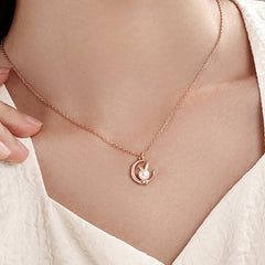 Bunny with Pearl Pendant Silver Necklace for Women
